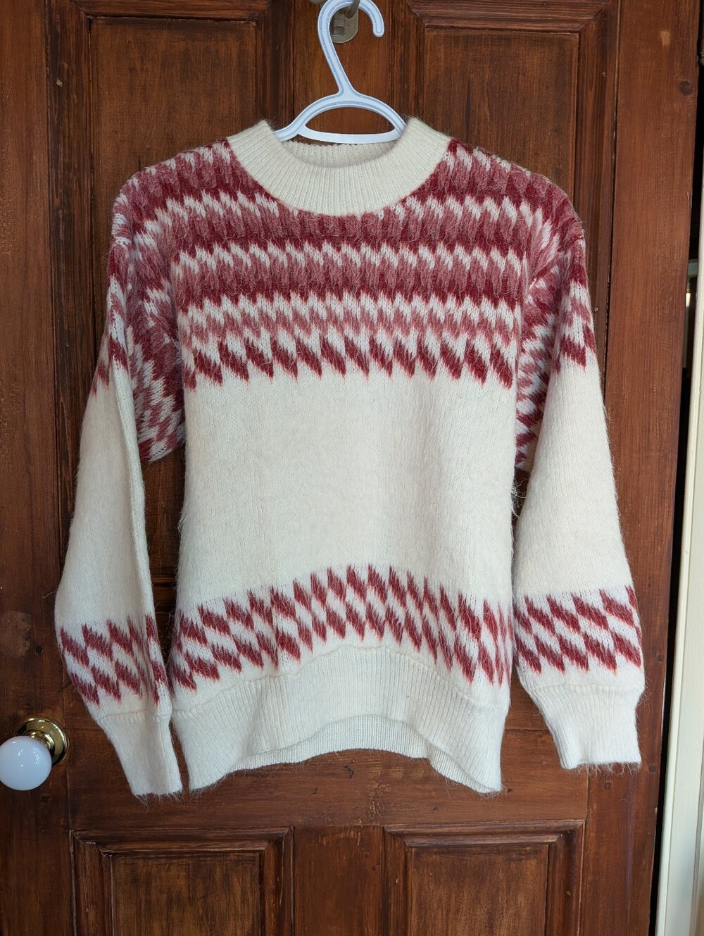 Vintage 70s/80s Fuzzy Fair Isle Flame-Stitch Pullover Sweater